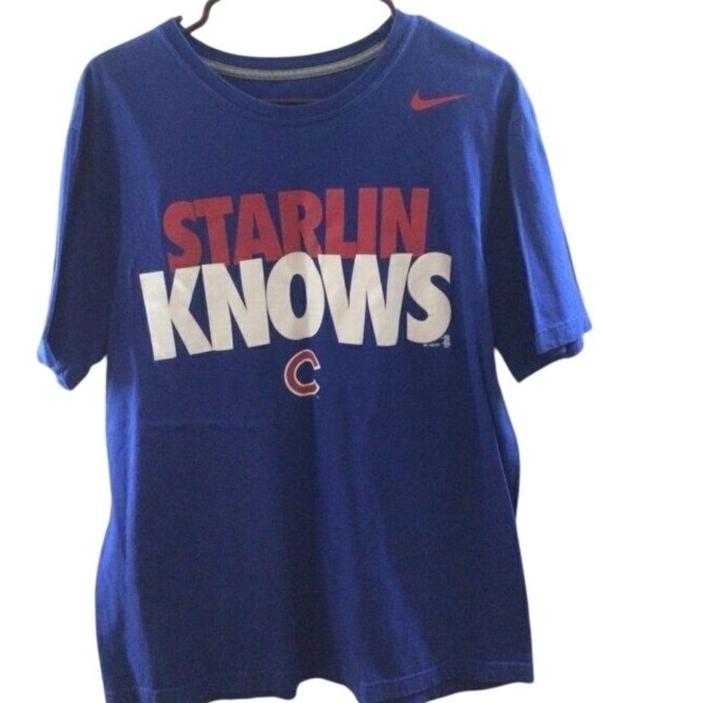 Nike Starlin Knows Chicago Cubs T-Shirt Mens Size L‎ Blue